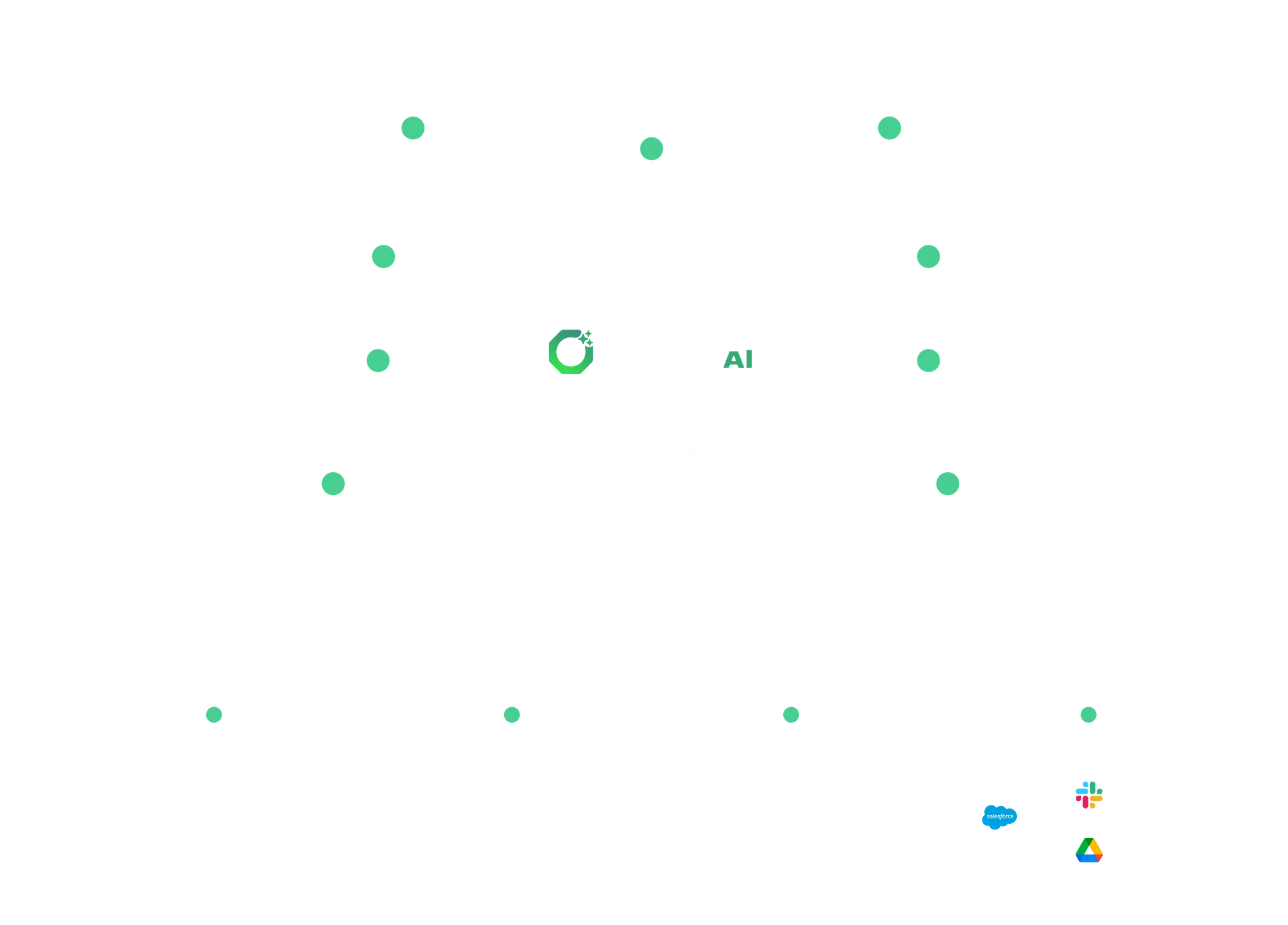 OctopusAI Knowledge Fabric connecting enterprise systems, documents, data sources, people and integrations to build applications, automate workflows and deploy AI agents